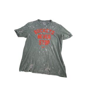 Nike Athletic Dri-Fit Tee "Buckets Never Stop" L Gray Men's Splatter Casual